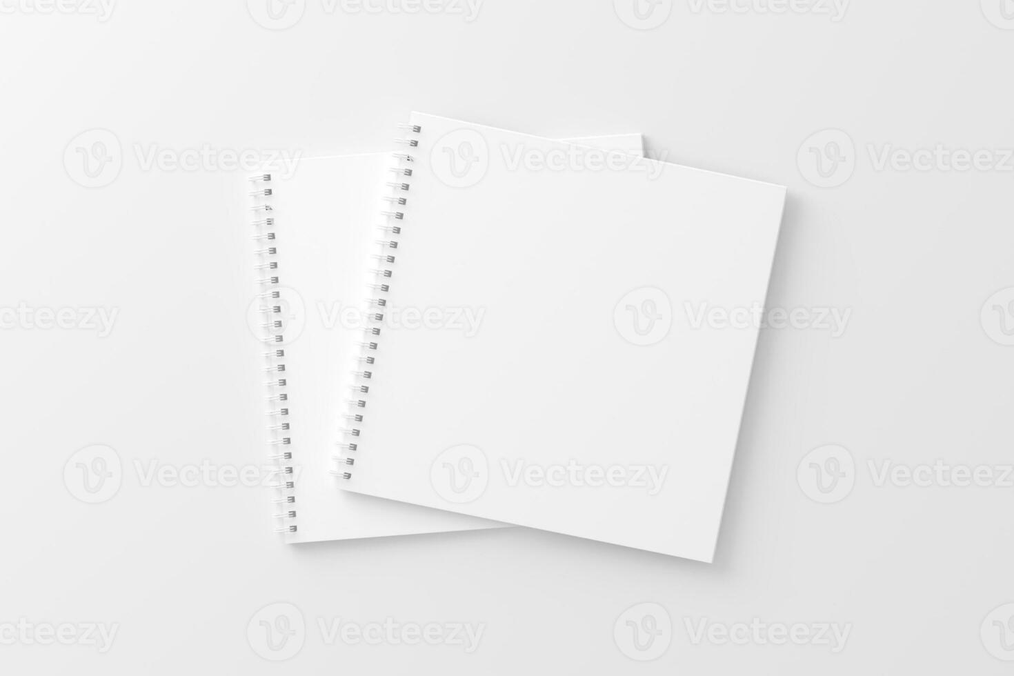 Square Spiral Notebook 3D Rendering White Blank Mockup photo