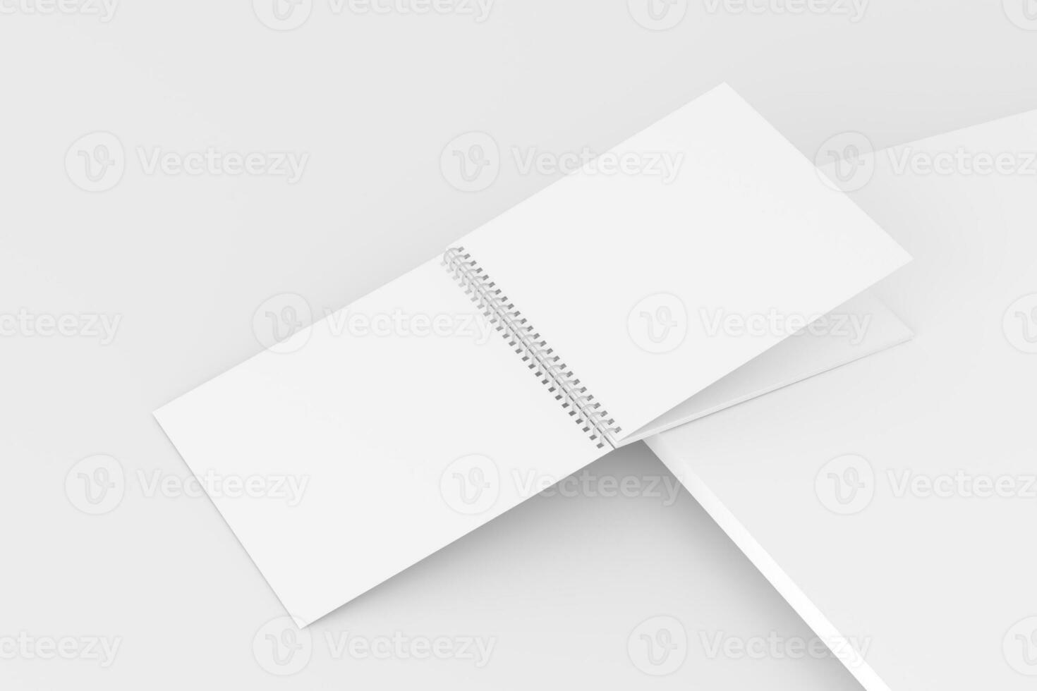 Square Spiral Notebook 3D Rendering White Blank Mockup photo