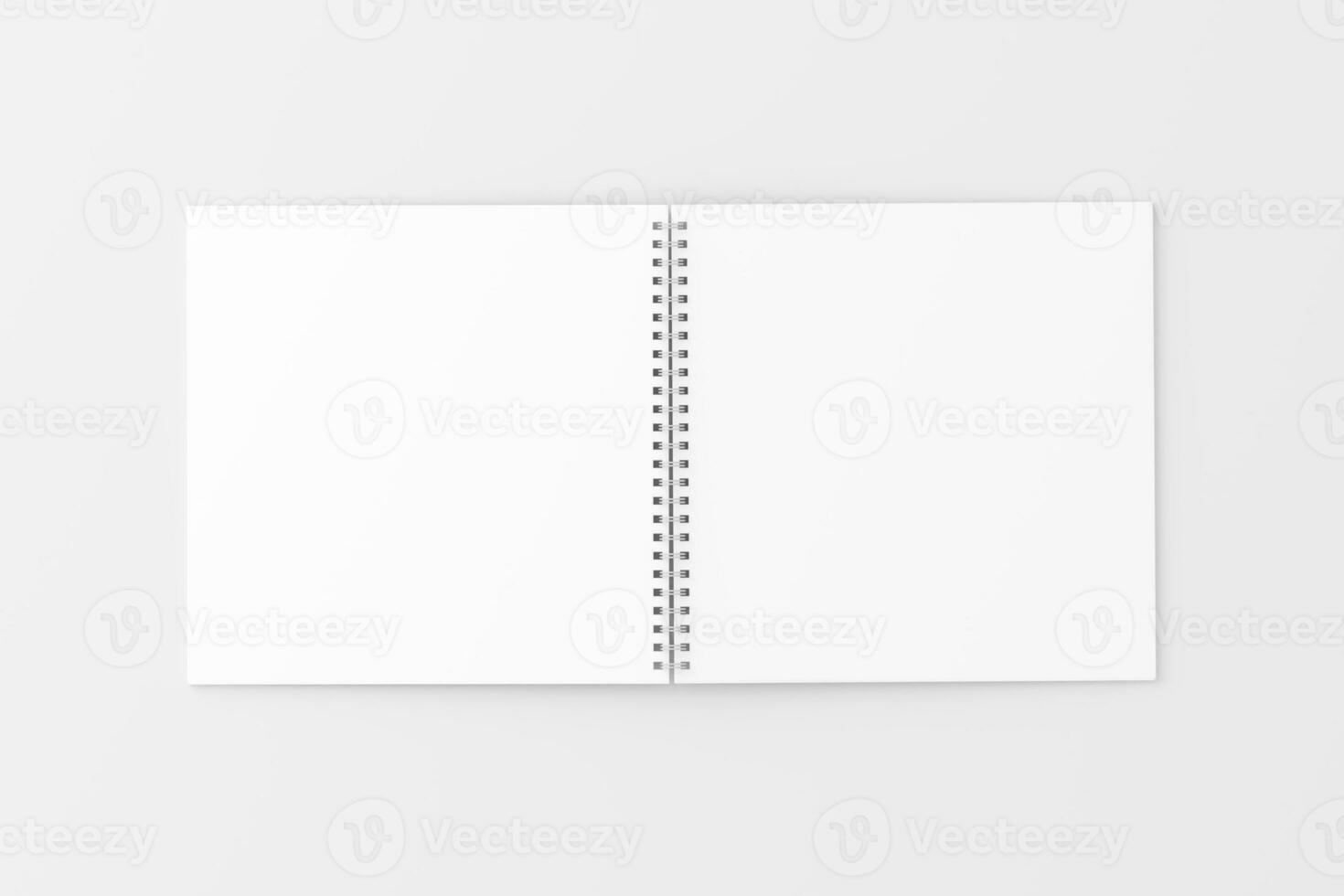 Square Spiral Notebook 3D Rendering White Blank Mockup photo