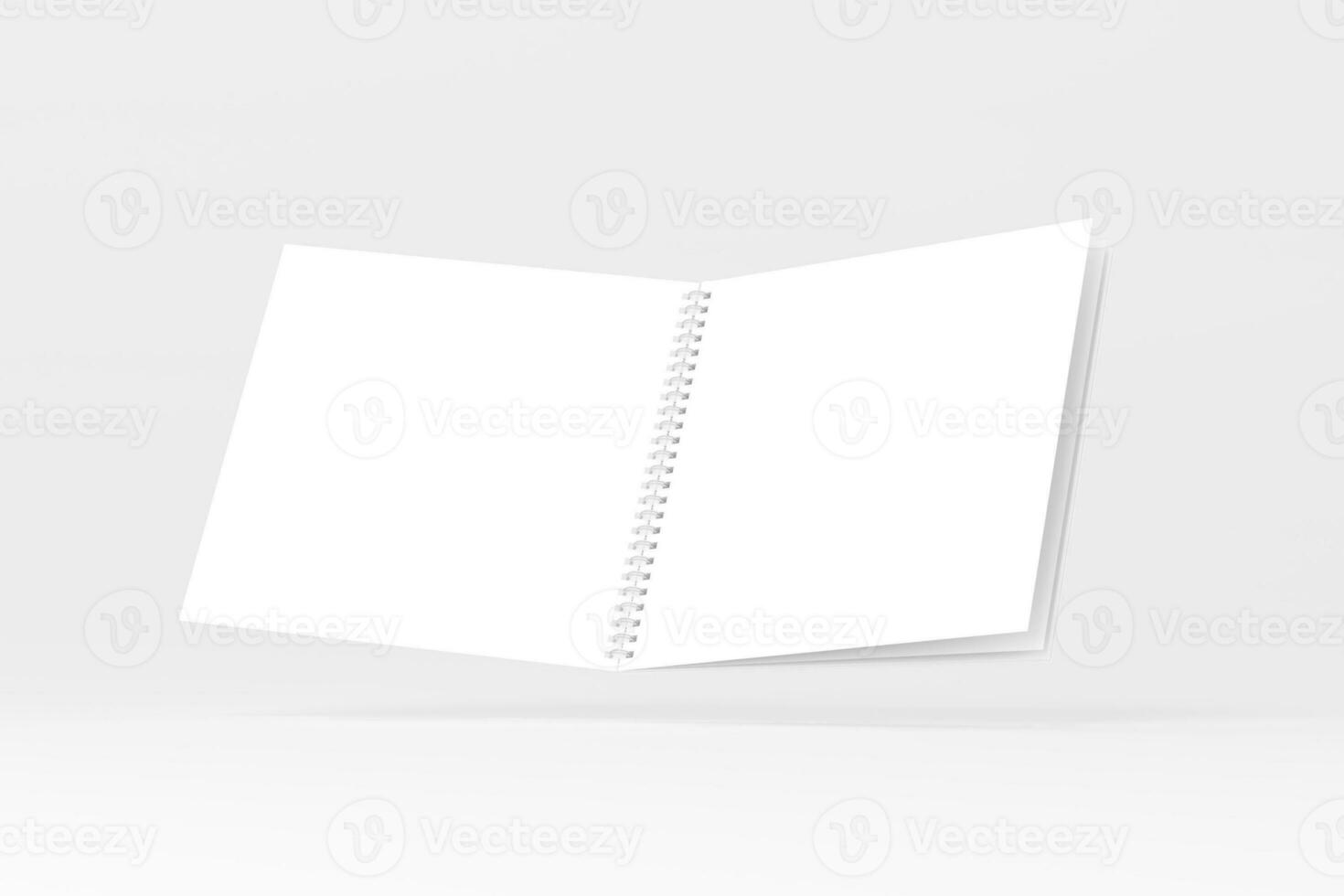 Square Spiral Notebook 3D Rendering White Blank Mockup photo