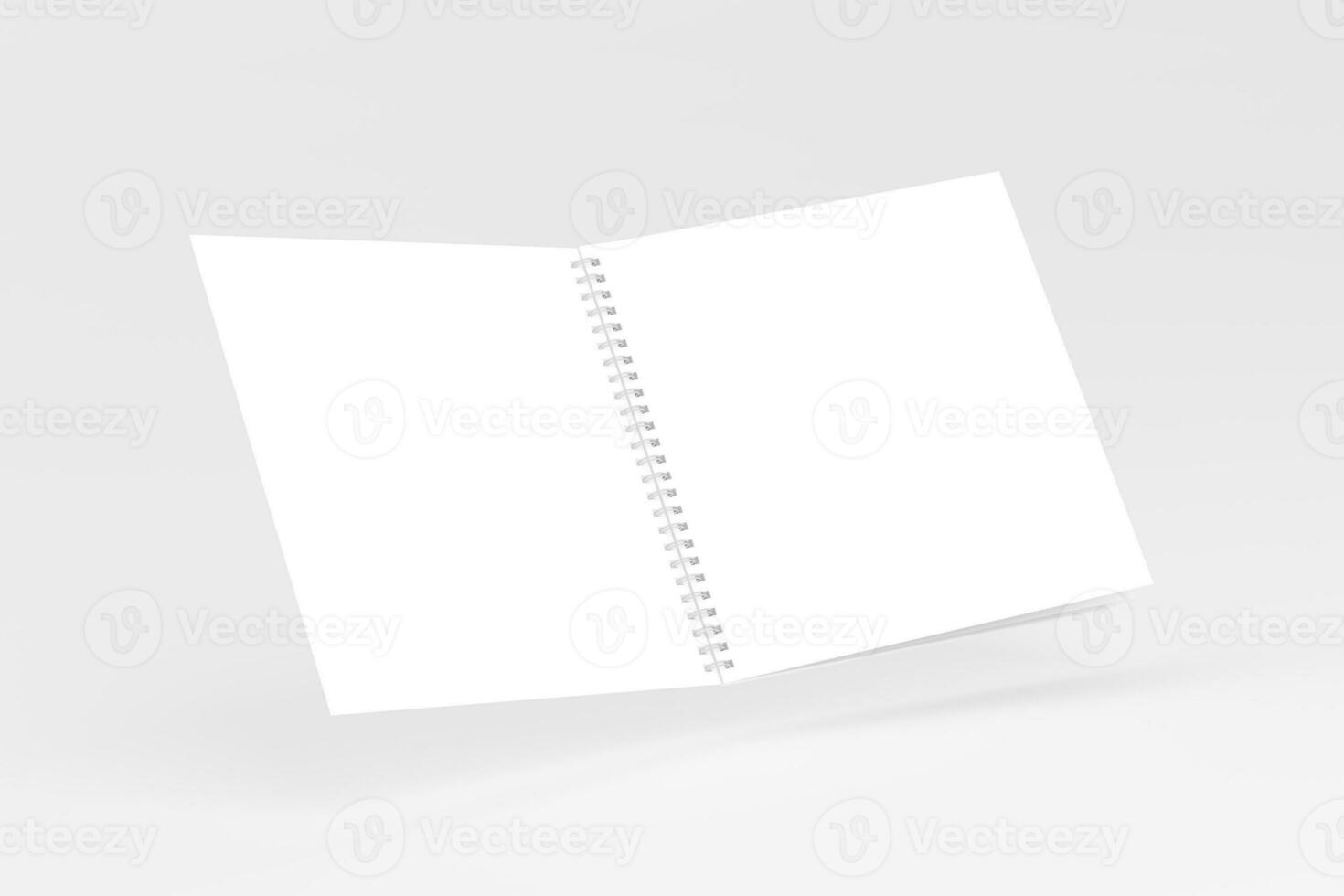 Square Spiral Notebook 3D Rendering White Blank Mockup photo
