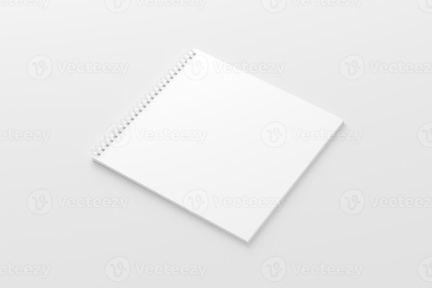 Square Spiral Notebook 3D Rendering White Blank Mockup photo