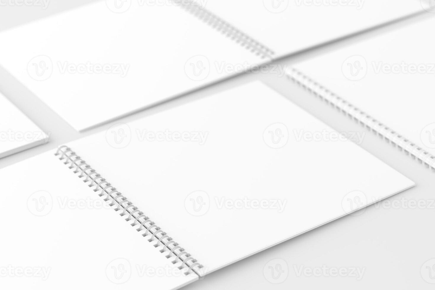 Square Spiral Notebook 3D Rendering White Blank Mockup photo