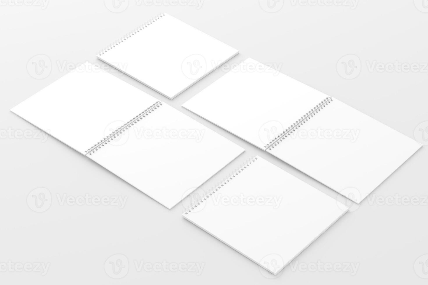 Square Spiral Notebook 3D Rendering White Blank Mockup photo