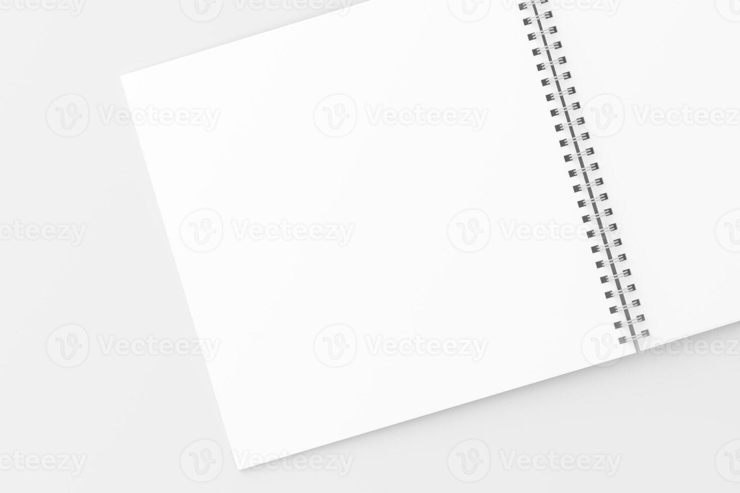 Square Spiral Notebook 3D Rendering White Blank Mockup photo