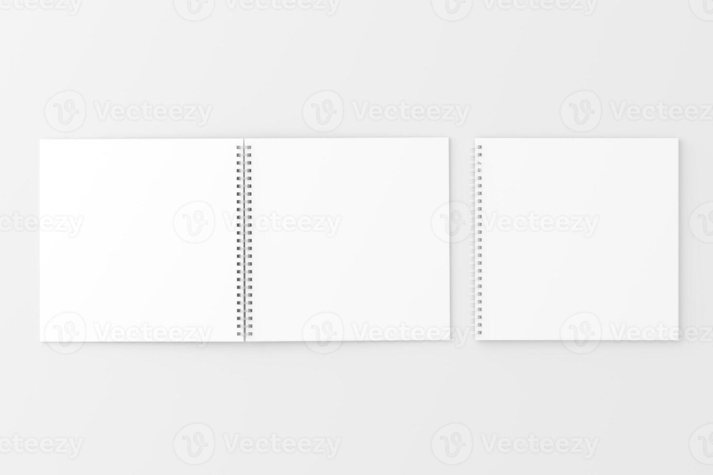 Square Spiral Notebook 3D Rendering White Blank Mockup photo