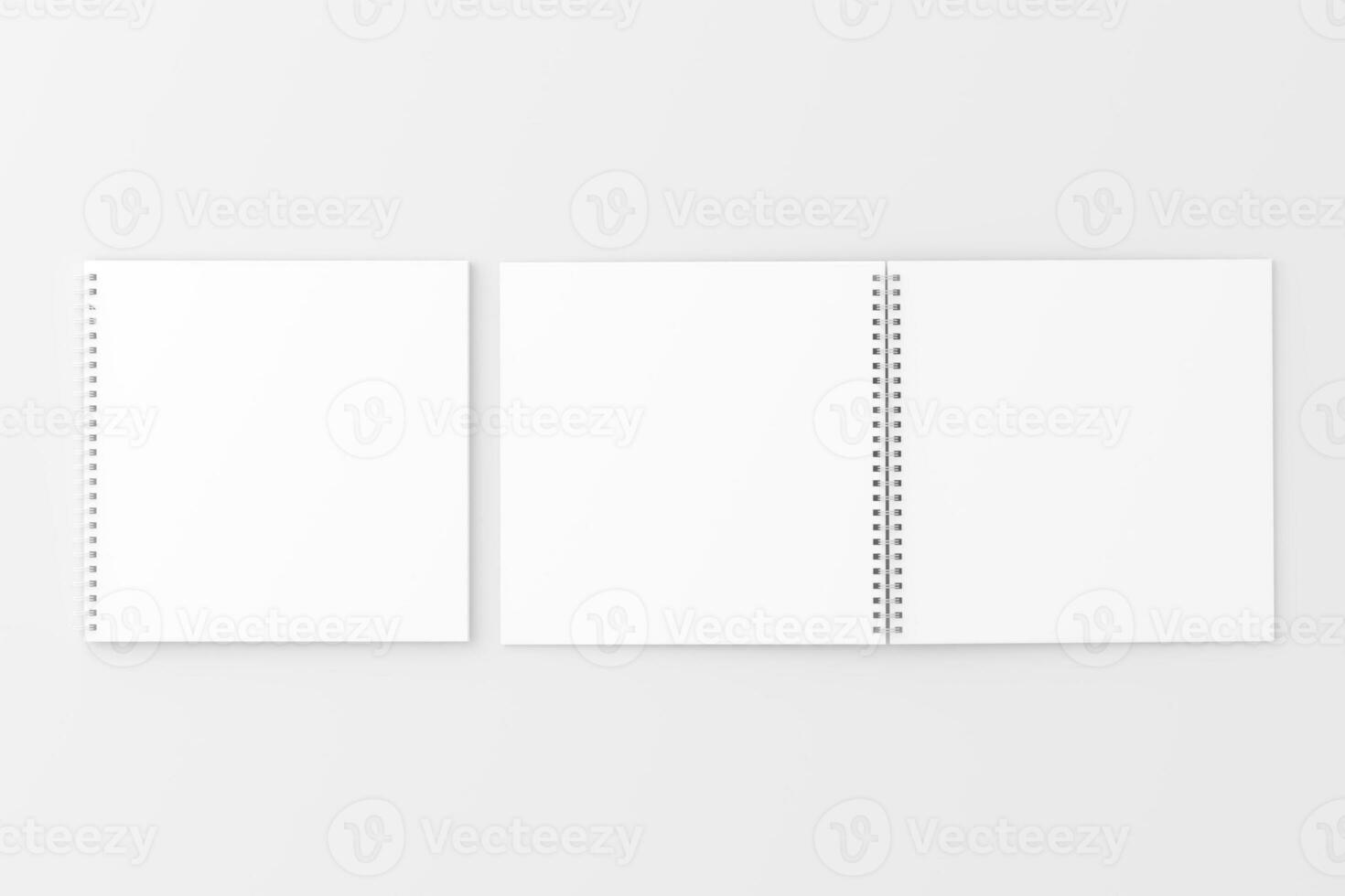 Square Spiral Notebook 3D Rendering White Blank Mockup photo