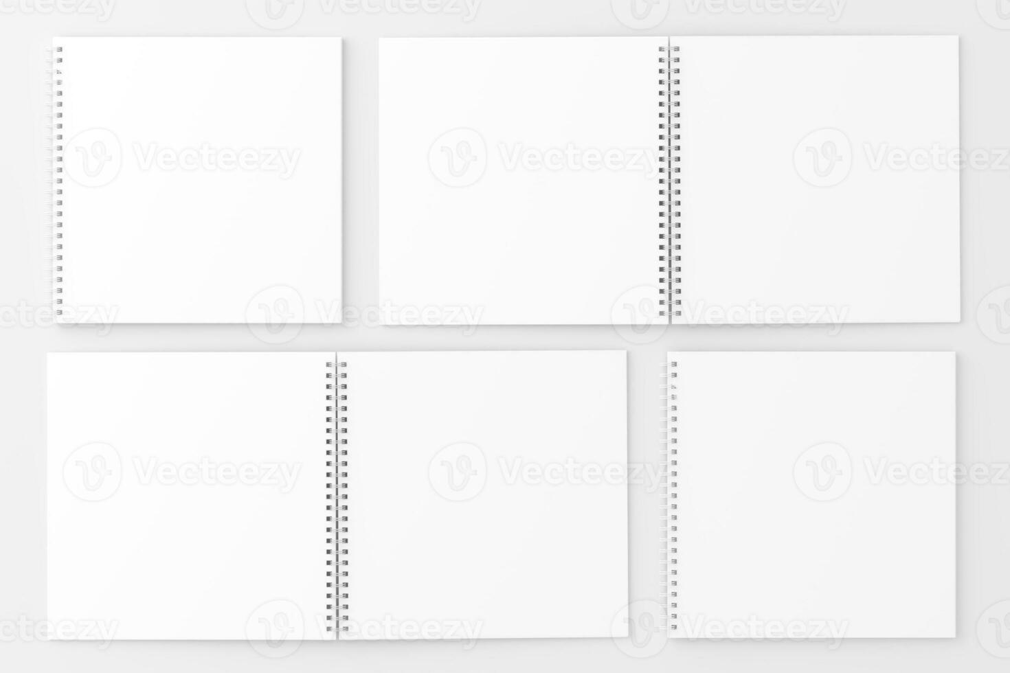 Square Spiral Notebook 3D Rendering White Blank Mockup photo