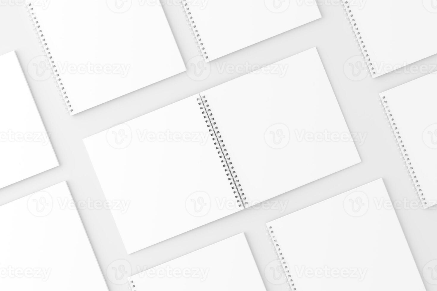 Square Spiral Notebook 3D Rendering White Blank Mockup photo