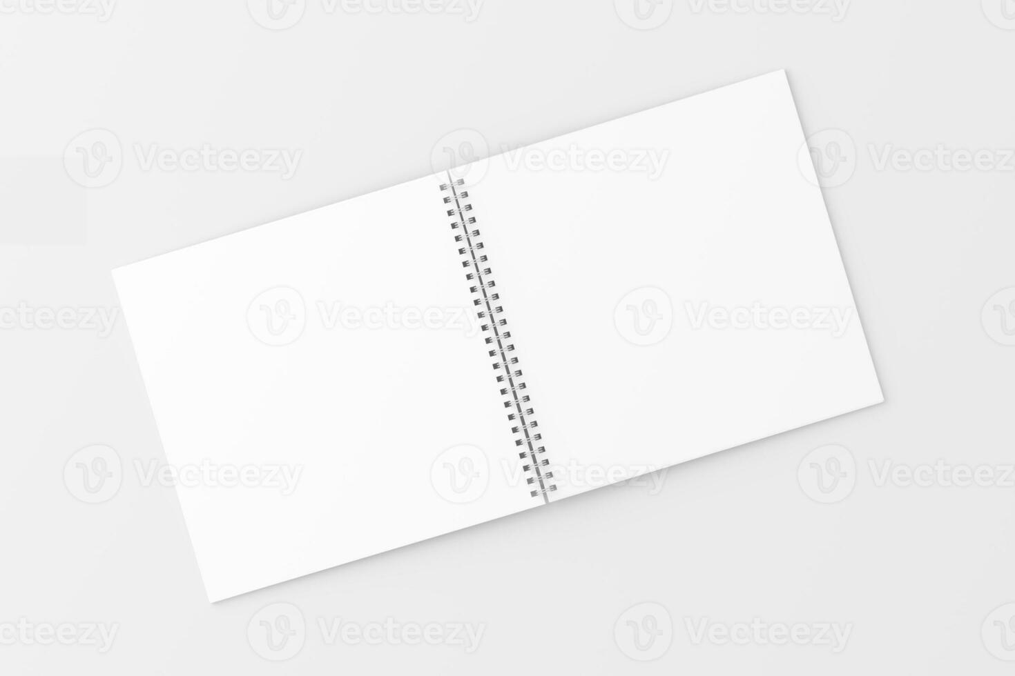 Square Spiral Notebook 3D Rendering White Blank Mockup photo