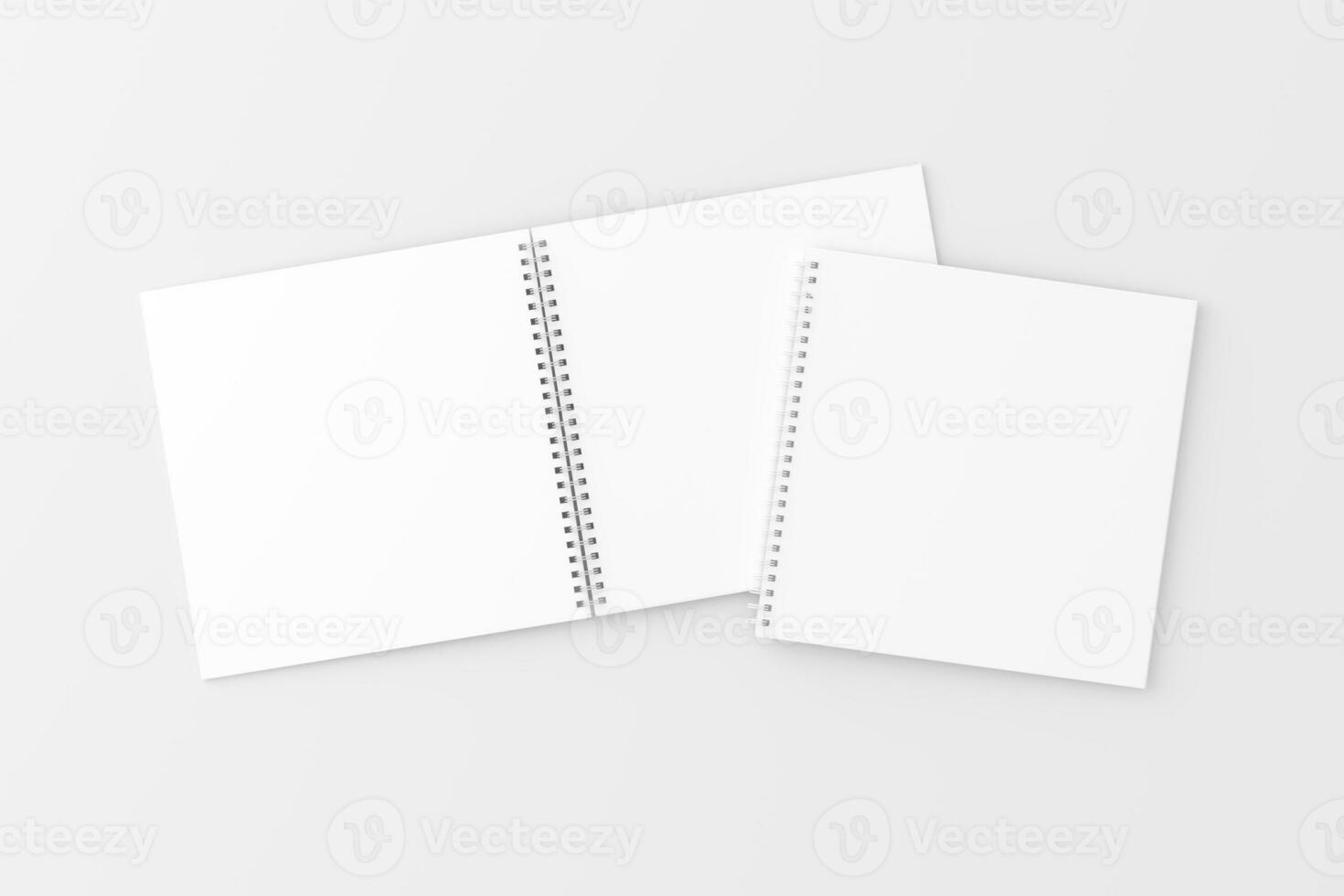 Square Spiral Notebook 3D Rendering White Blank Mockup photo