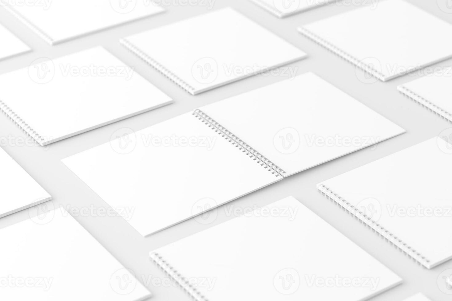 Square Spiral Notebook 3D Rendering White Blank Mockup photo