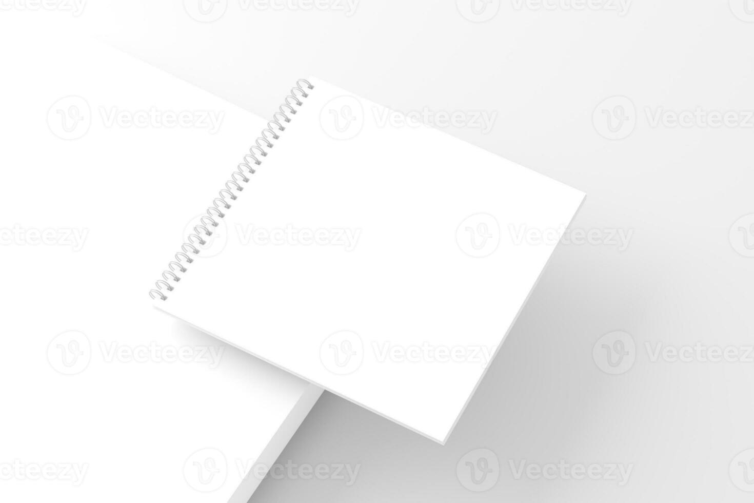 Square Spiral Notebook 3D Rendering White Blank Mockup photo