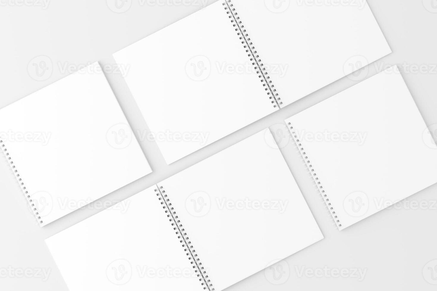 Square Spiral Notebook 3D Rendering White Blank Mockup photo