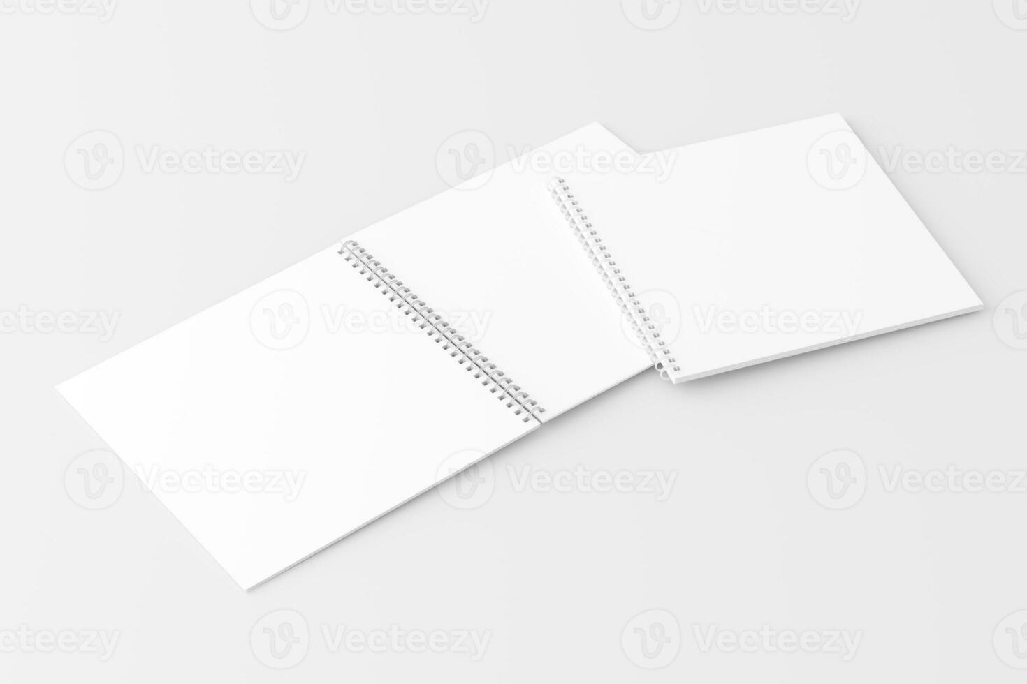 Square Spiral Notebook 3D Rendering White Blank Mockup photo