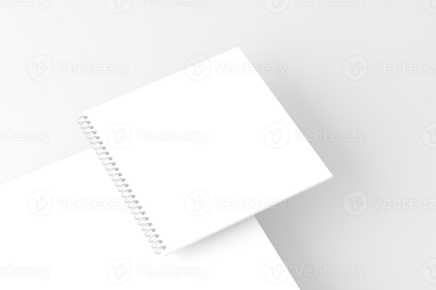 Square Spiral Notebook 3D Rendering White Blank Mockup photo