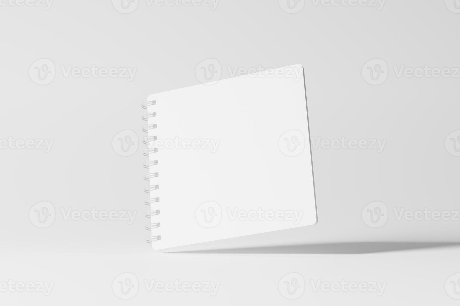 Square Spiral Notebook 3D Rendering White Blank Mockup photo