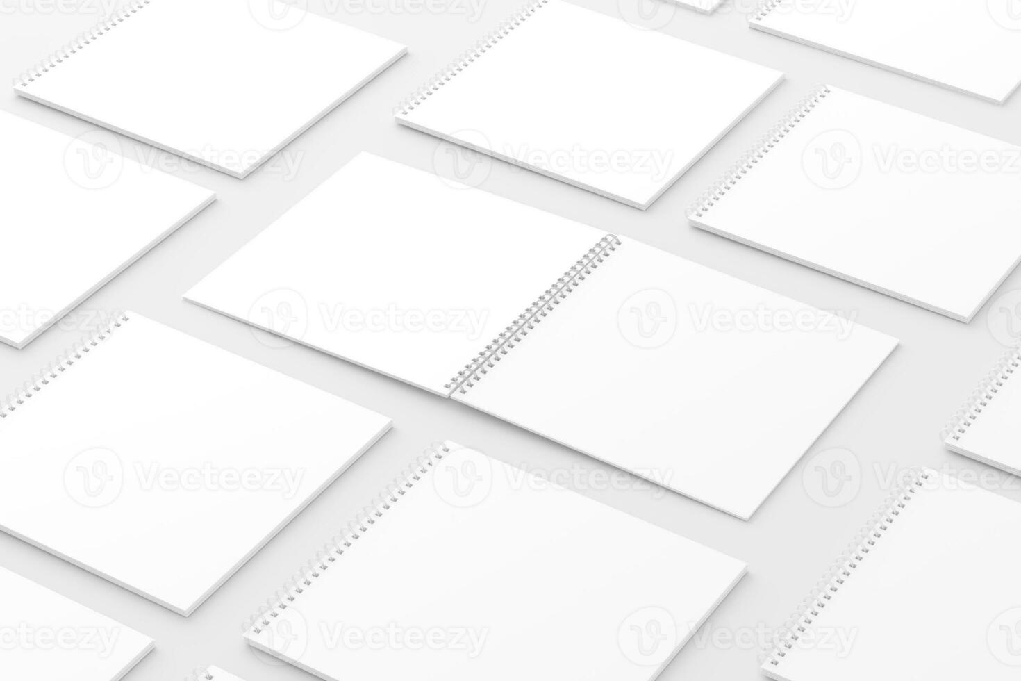 Square Spiral Notebook 3D Rendering White Blank Mockup photo