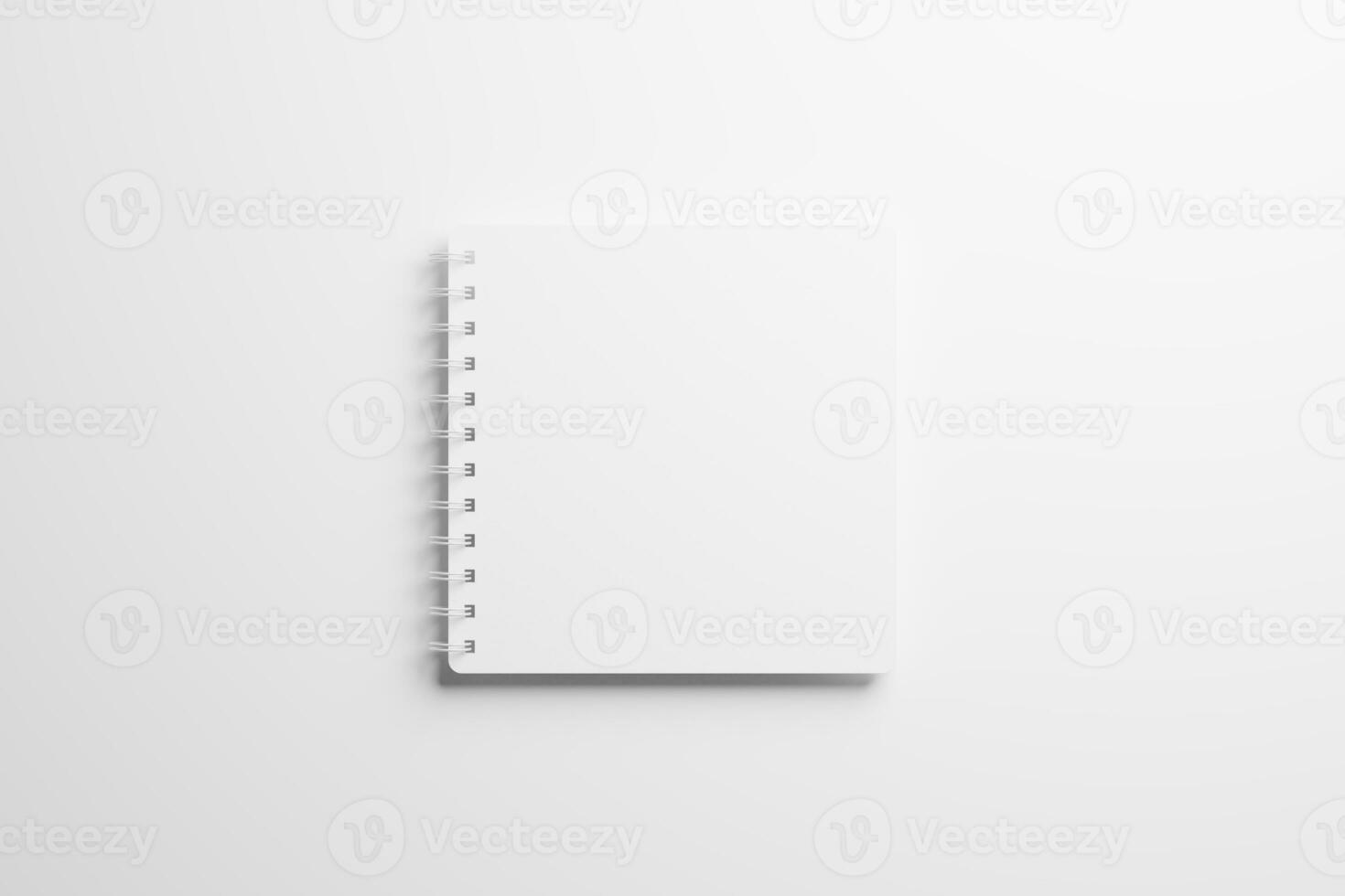 Square Spiral Notebook 3D Rendering White Blank Mockup photo