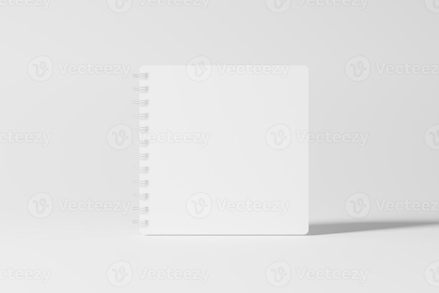 Square Spiral Notebook 3D Rendering White Blank Mockup photo