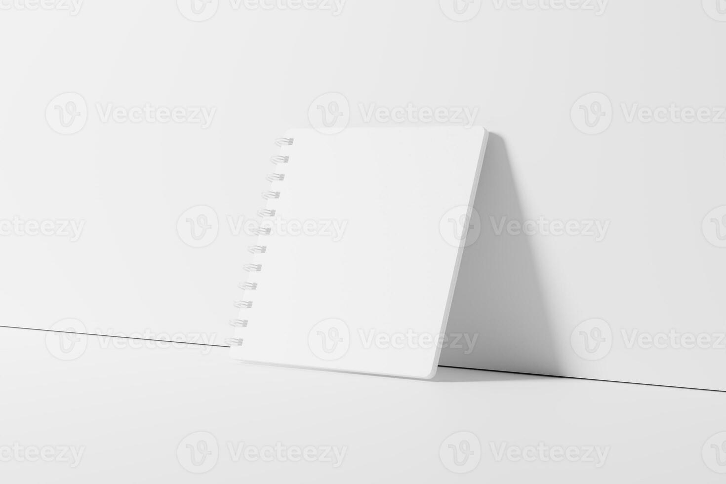 Square Spiral Notebook 3D Rendering White Blank Mockup photo