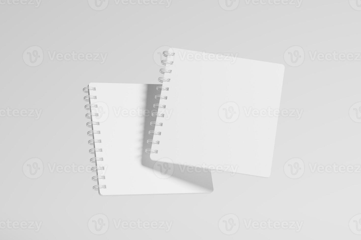 Square Spiral Notebook 3D Rendering White Blank Mockup photo