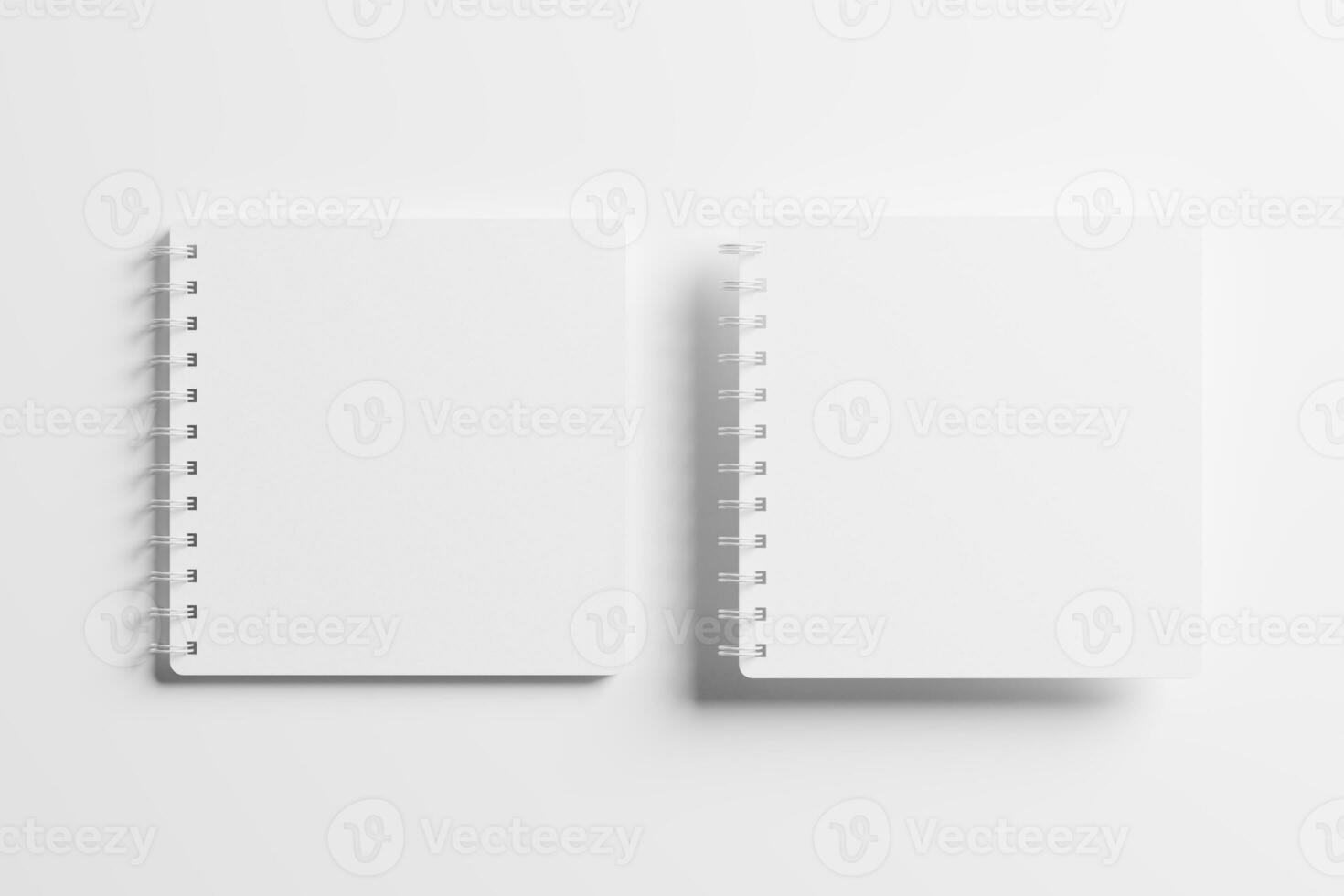 Square Spiral Notebook 3D Rendering White Blank Mockup photo