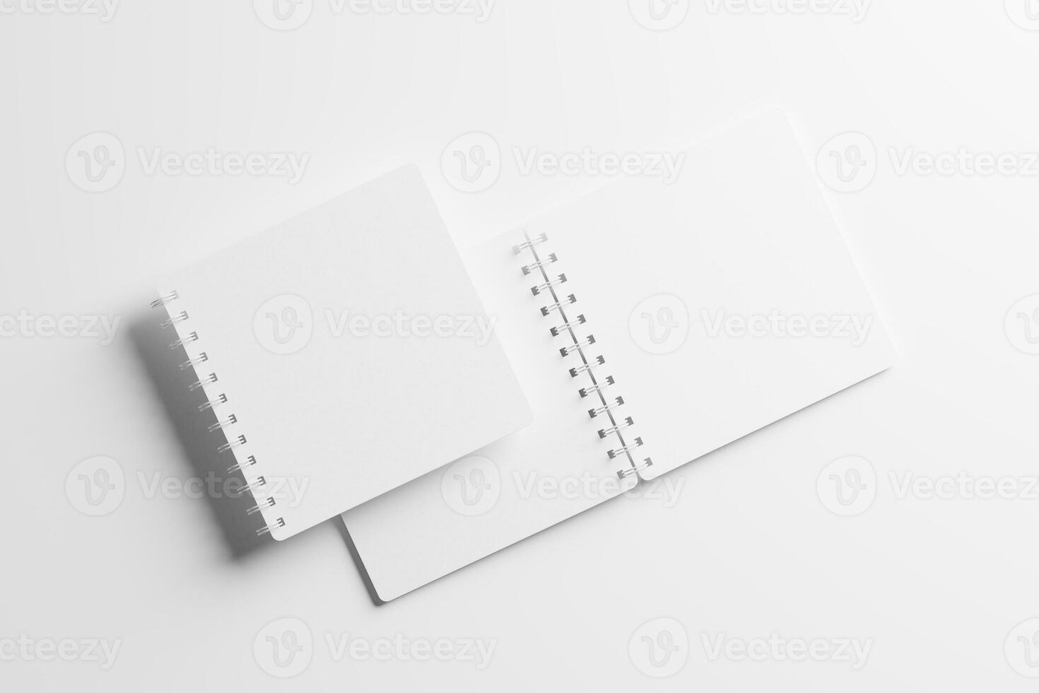 Square Spiral Notebook 3D Rendering White Blank Mockup photo