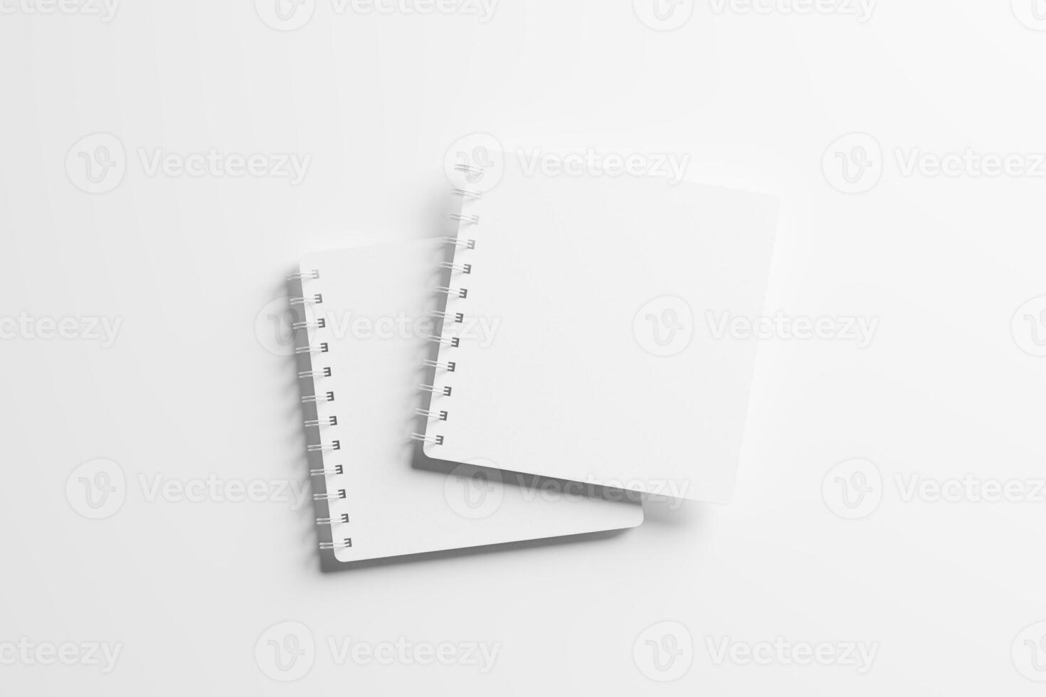 Square Spiral Notebook 3D Rendering White Blank Mockup photo
