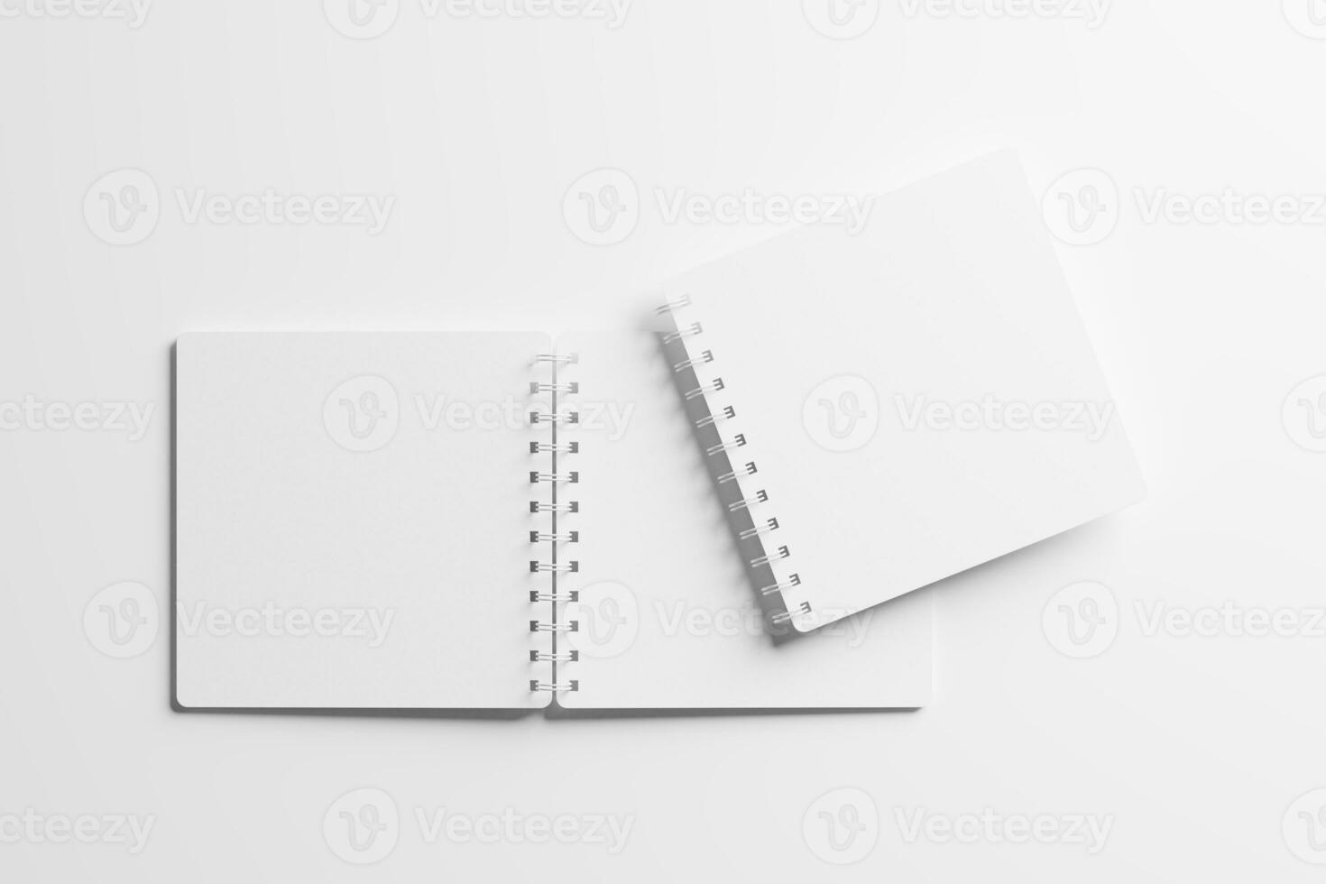 Square Spiral Notebook 3D Rendering White Blank Mockup photo