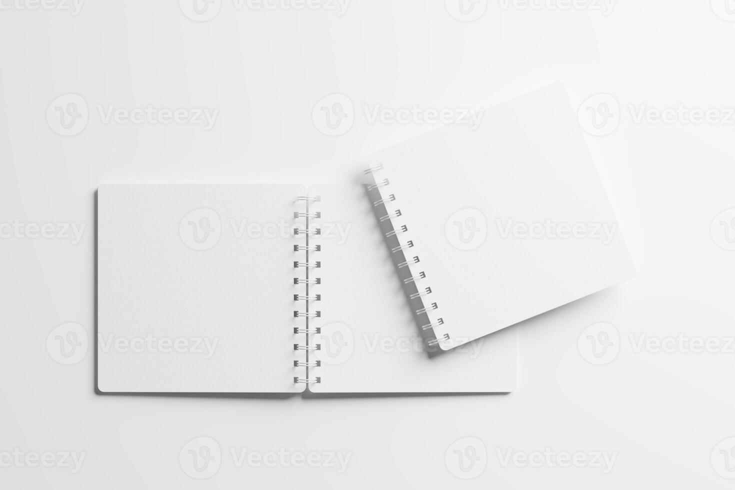 Square Spiral Notebook 3D Rendering White Blank Mockup photo