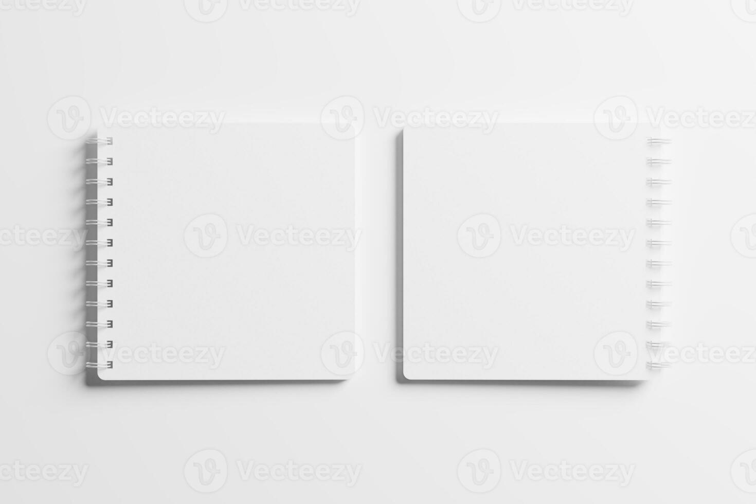 Square Spiral Notebook 3D Rendering White Blank Mockup photo