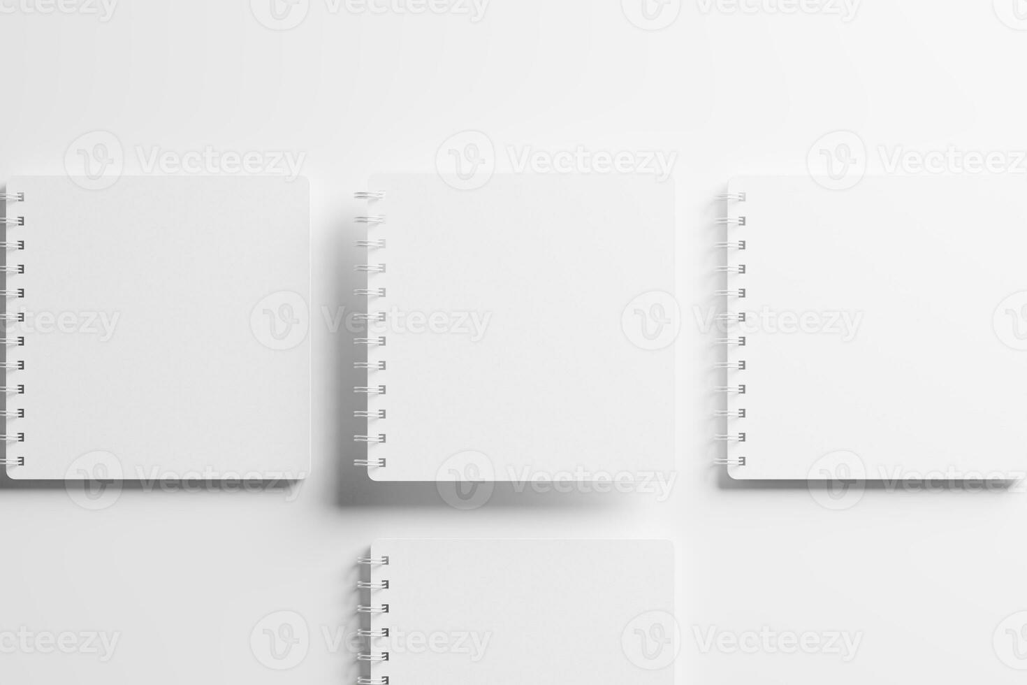 Square Spiral Notebook 3D Rendering White Blank Mockup photo