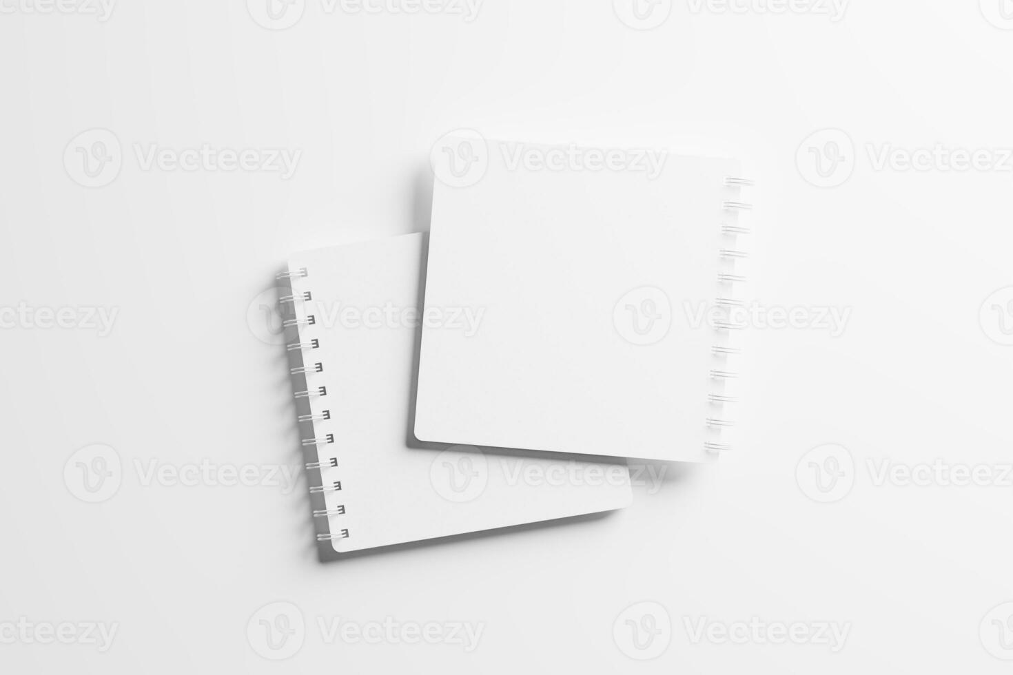 Square Spiral Notebook 3D Rendering White Blank Mockup photo