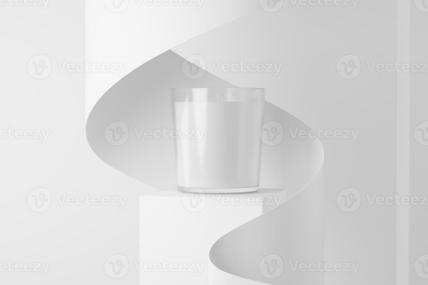 Candle Glass With Box Packaging 3D Rendering White Blank Mockup photo