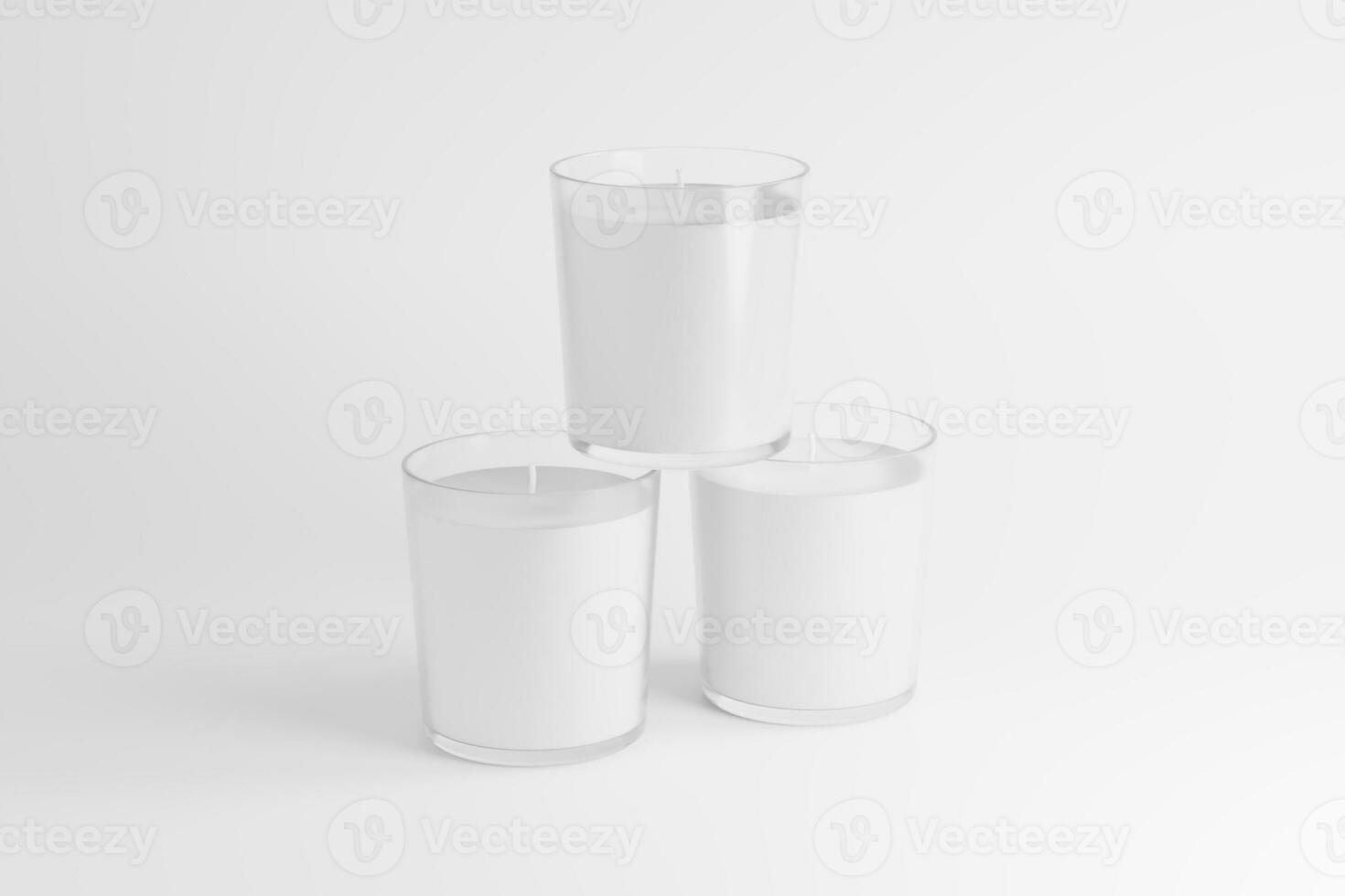 Candle Glass With Box Packaging 3D Rendering White Blank Mockup photo