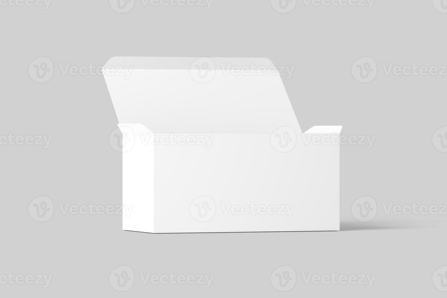 Wide Rectangle Box White Blank 3D Rendering Mockup photo