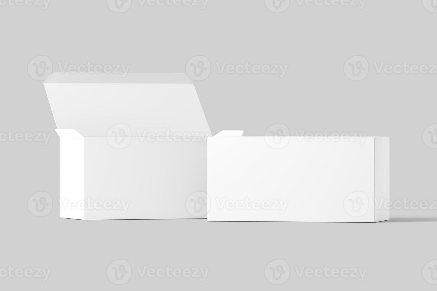Wide Rectangle Box White Blank 3D Rendering Mockup photo