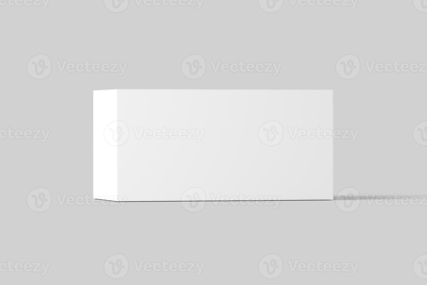 Wide Rectangle Box White Blank 3D Rendering Mockup photo