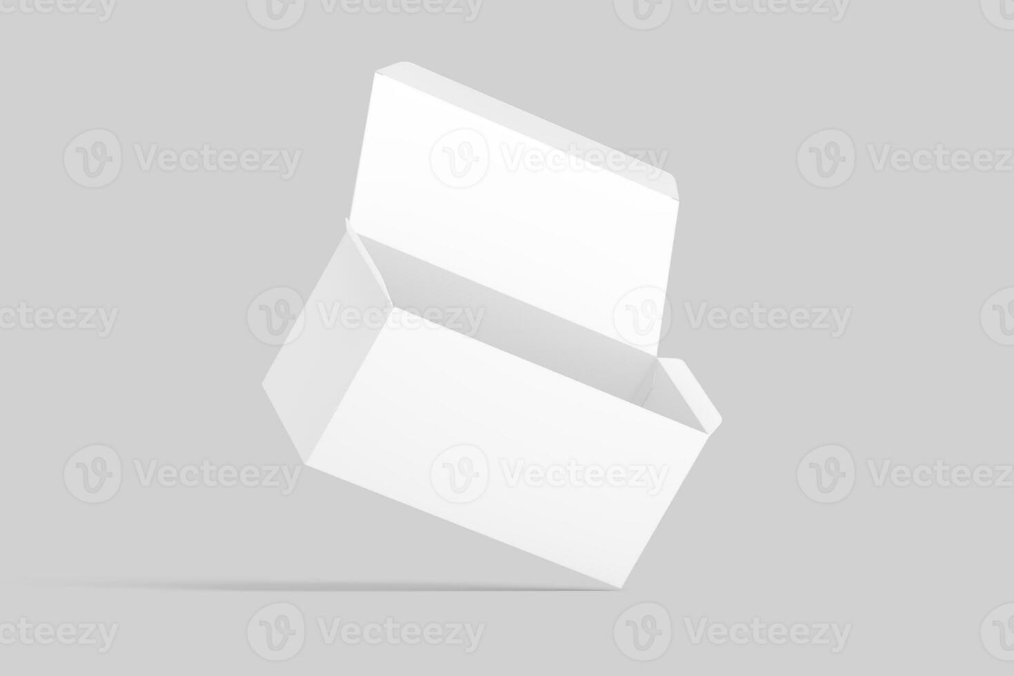 Wide Rectangle Box White Blank 3D Rendering Mockup photo