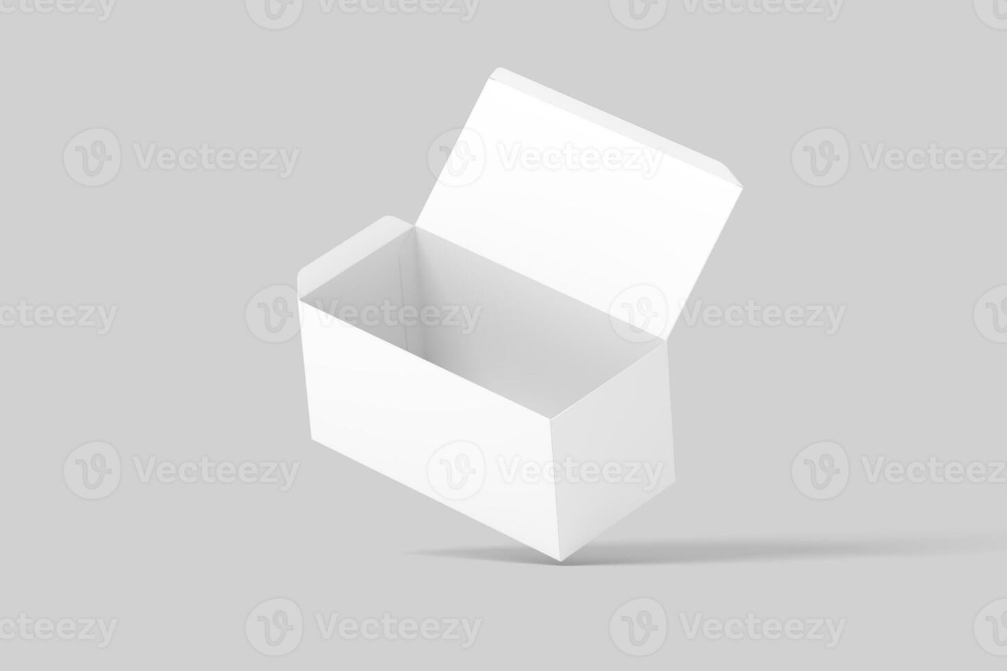 Wide Rectangle Box White Blank 3D Rendering Mockup photo