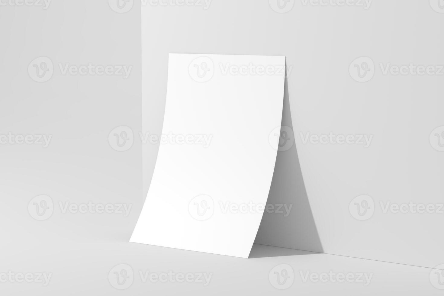 A4 A5 Flyer Poster 3D Rendering White Blank Mockup photo