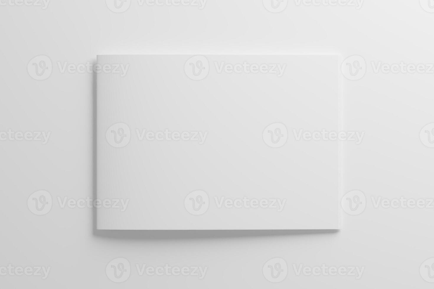 A4 Landscape Saddle Stitch Bifold Brochure White Blank 3D Rendering Mockup photo