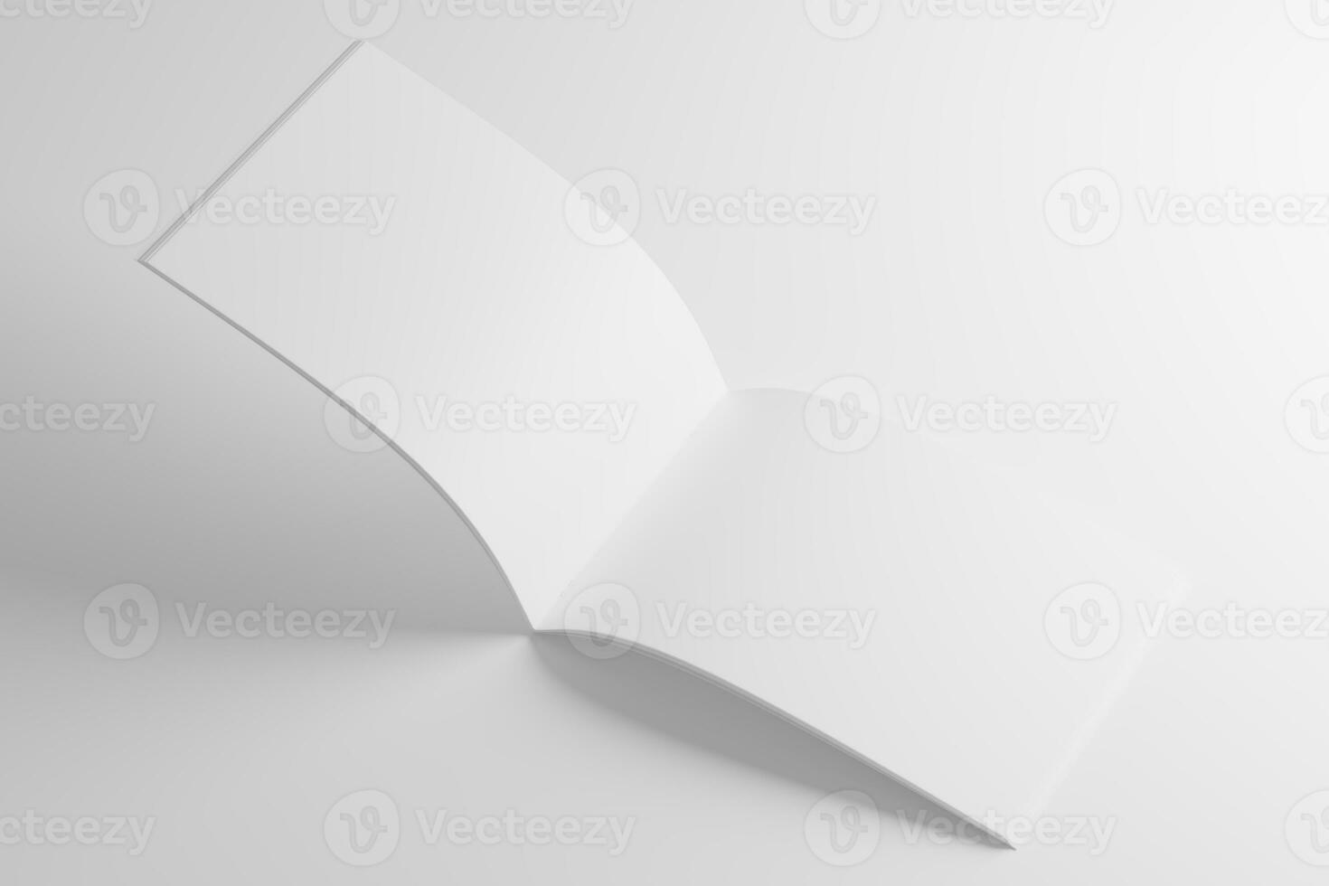 A4 Landscape Saddle Stitch Bifold Brochure White Blank 3D Rendering Mockup photo