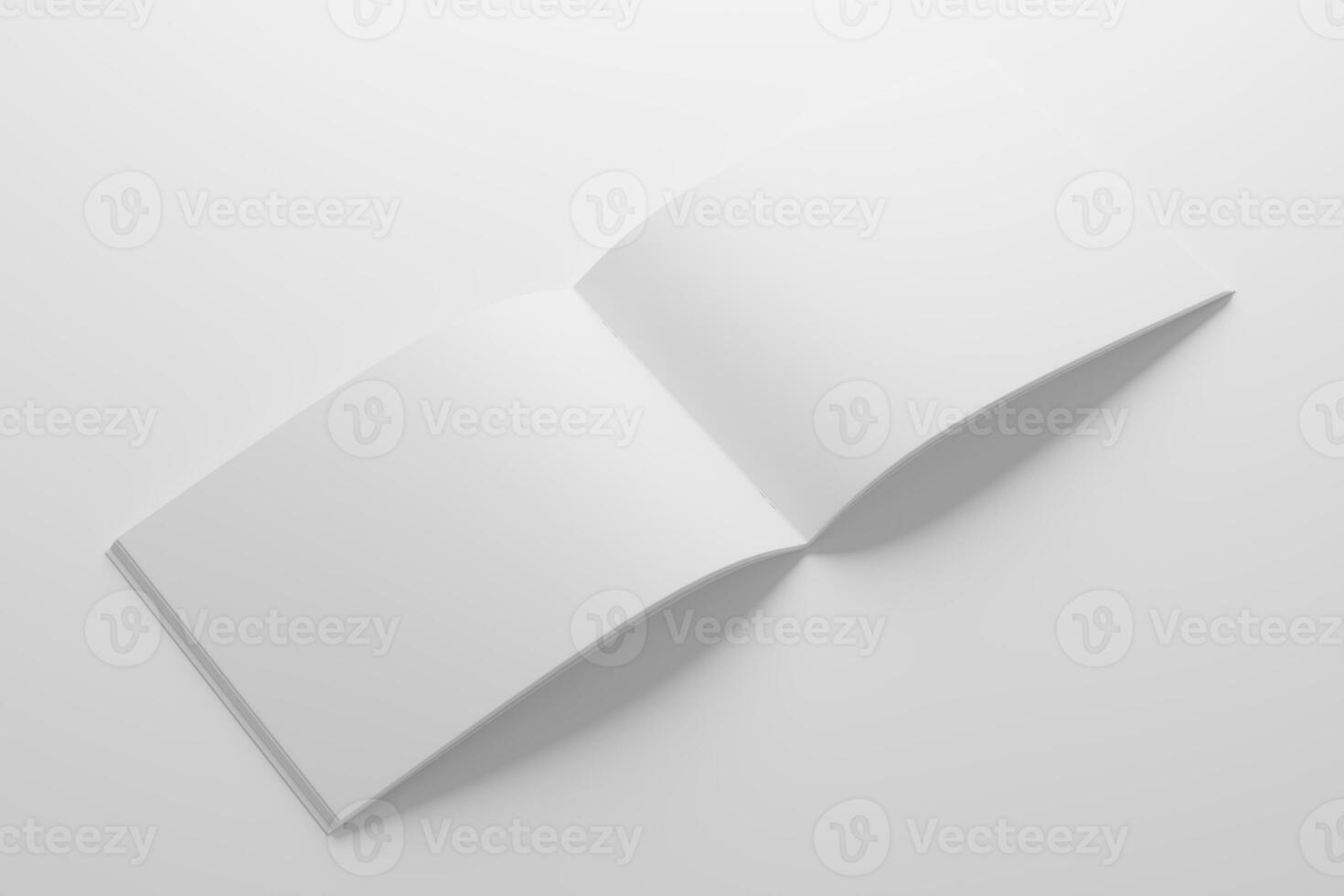 A4 Landscape Saddle Stitch Bifold Brochure White Blank 3D Rendering Mockup photo