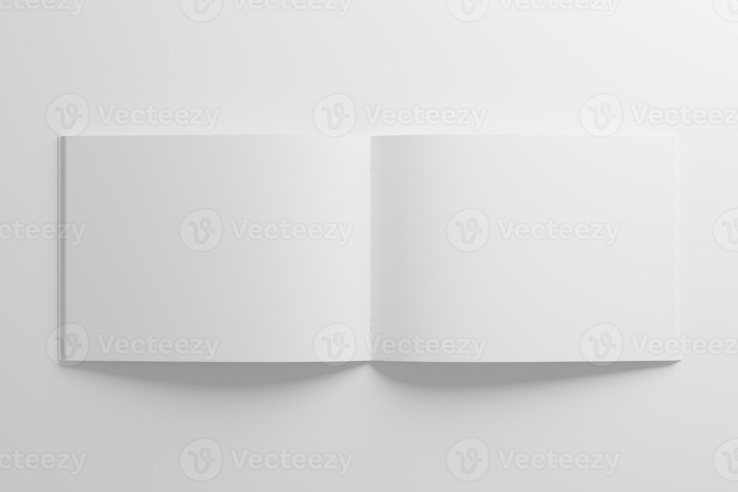 A4 Landscape Saddle Stitch Bifold Brochure White Blank 3D Rendering Mockup photo