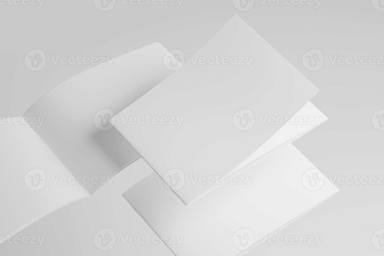 A4 Landscape Saddle Stitch Bifold Brochure White Blank 3D Rendering Mockup photo