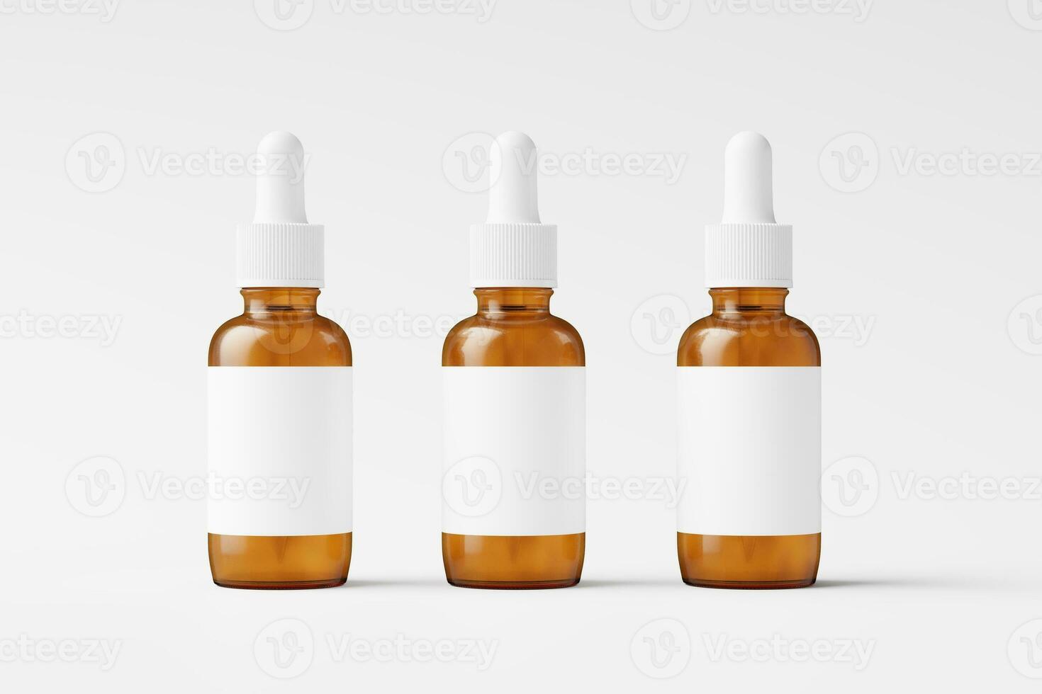Amber Glass Dropper Bottle 3D Rendering White Blank Mockup photo