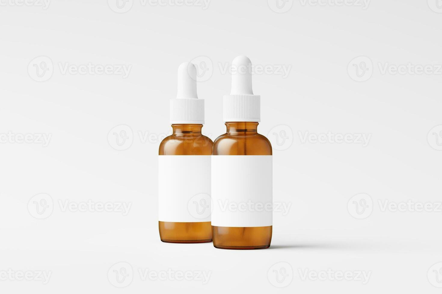 Amber Glass Dropper Bottle 3D Rendering White Blank Mockup photo