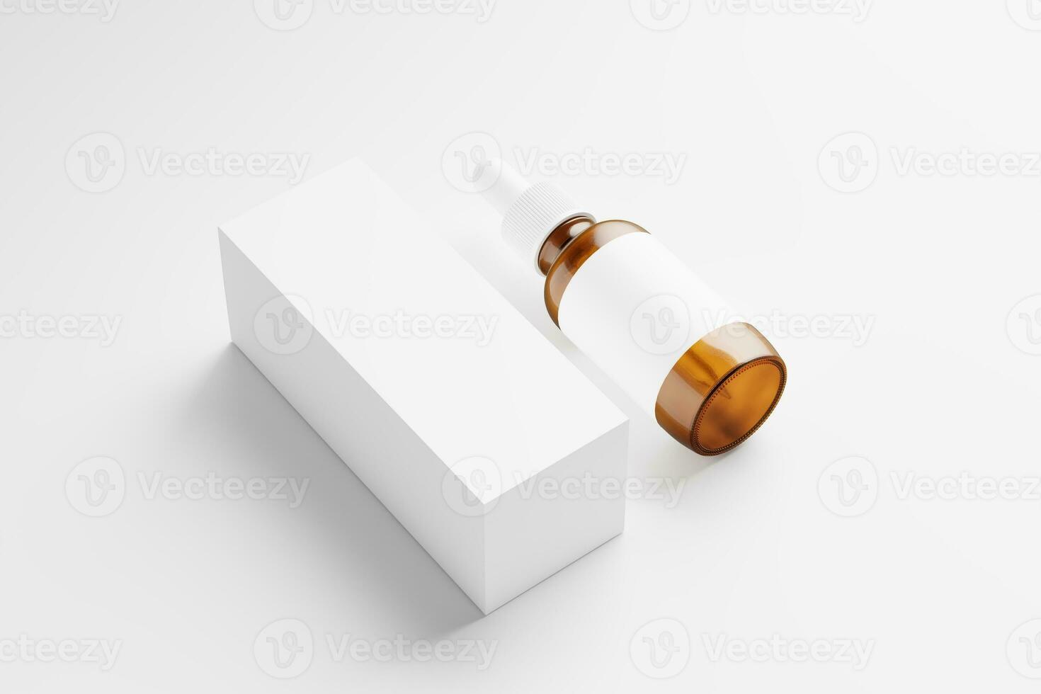 Amber Glass Dropper Bottle 3D Rendering White Blank Mockup photo